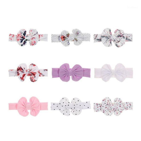 

baby cute girls bowknot print pattern headband headwear apparel pgraphy prop party gift1, Slivery;white