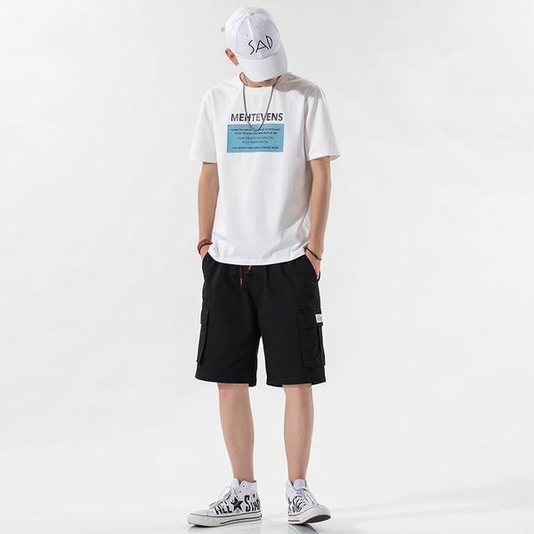 

summer 2020 new short sleeve t-shirt sports suit men's casual fashion trend korean handsome match men's wear1, Gray