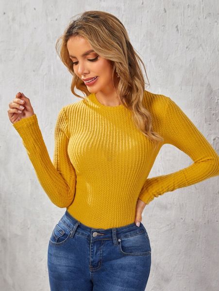 

slim fit waffle knit tee p7pf#, White