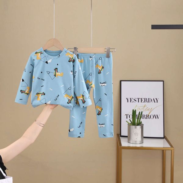 

autumn korean and children's winter cartoon cotton long sve underwear suit girls' pajamas boys' home wear qv0z, Blue;red