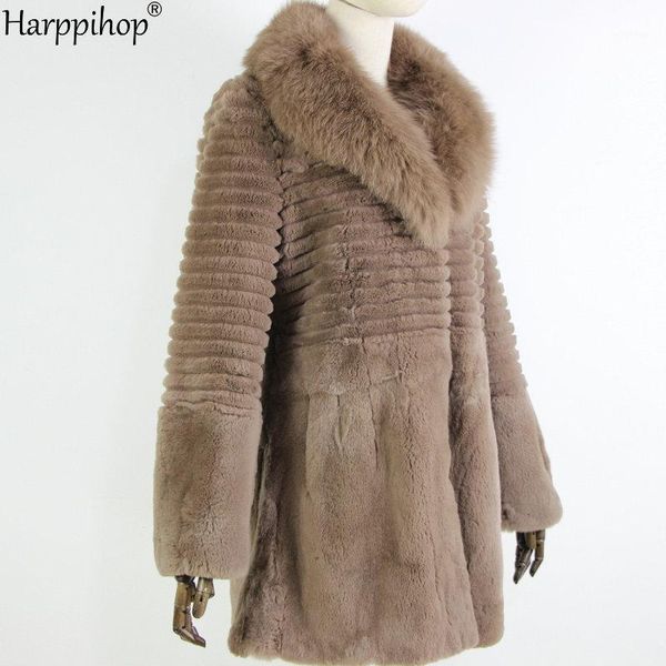 

women fur coat real fur collar long coat stripe nature pure genuine jacket factory outlet wholesale oem1, Black