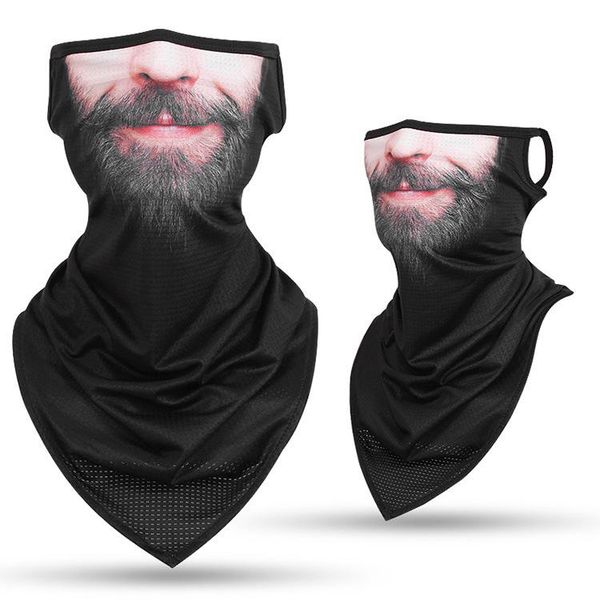 

men women triangle bandana summer face cover shield hanging ear tube scarf ice silk neck gaiter balaclava breathable headband, Black