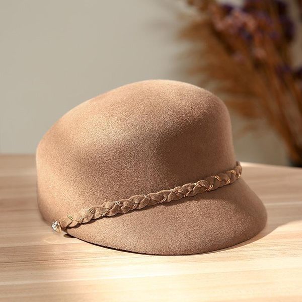 

women autumn beret woolen casquette cap 100% australia wool felt octagonal cap lady equestrian caps party fedora hats, Black;white