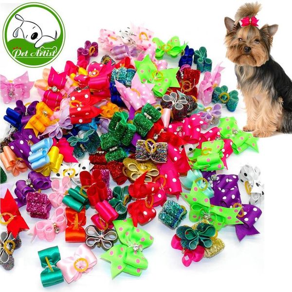 

cute handmade dog hair bows with rubber bands small bowknot cat puppy grooming accessories for dogs charms gift mi bbyasp