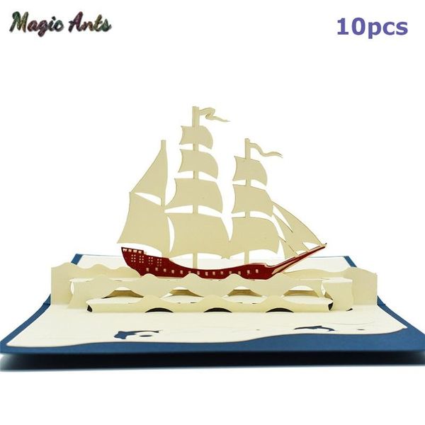 

10 pack sailboat model pop up cards birthday with envelope stickers laser cut invitation greeting cards graduation gifts card wmtkaf mywjqq