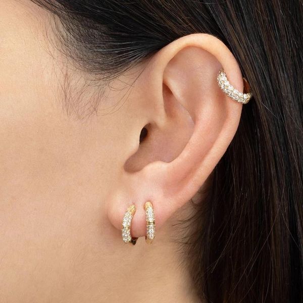 

classic gold color small hoop earring for women fashion round circle cartilage huggie earrings female crystal ear cuff qyldce, Silver