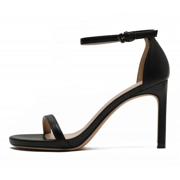 

sandals fashion simple women black 9cm thin high heels ladies summer ankle strap office work shoes for woman m0074