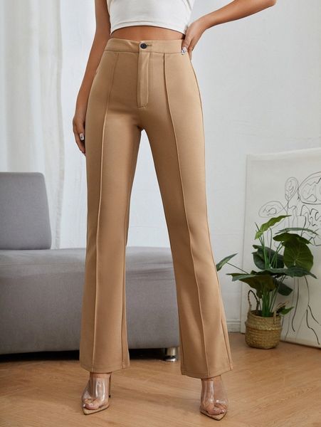 

petite high waist press crease pants y2cz#, Black;white