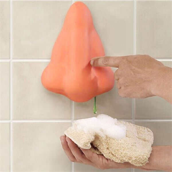 Dispenser di sapone per naso divertente - Dropshipping Dispenser di sapone per doccia in silicone per bagno Bottiglia di disinfettante per le mani con gancio di aspirazione Y200407