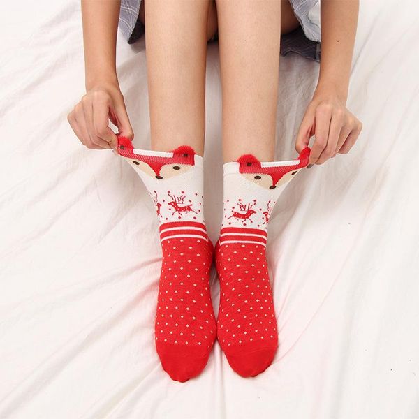 

1 пара рождественских женских носков зимние милые дамы женский мультфильм санта-клаус олень носки новый год 2020 рождественские подарки