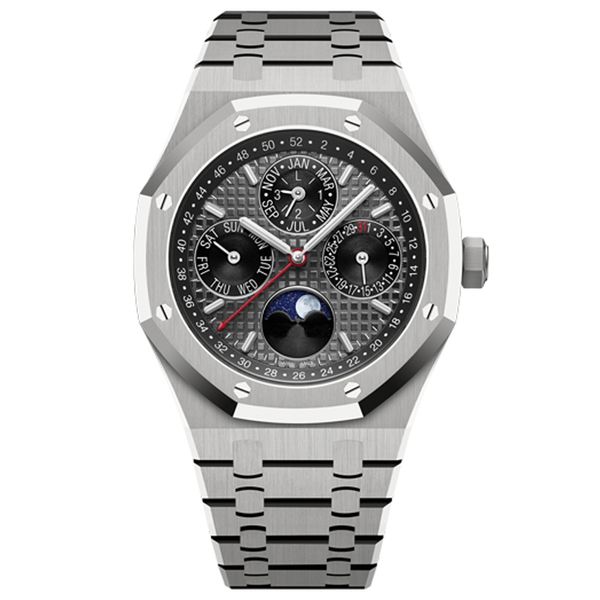 

montre de luxe mens automatic mechanica movement black watch 42mm full stainless steel sapphire super luminous 5atm waterproof wristwatches, Silver