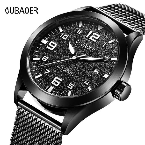 

wristwatches 2021 oubaoer brand automatic mechanical watch men sports watches fashion male relogio masculino erkek, Slivery;brown