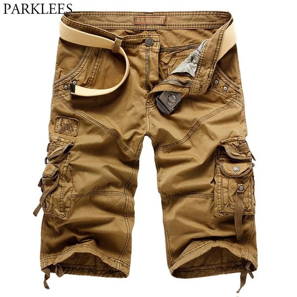 

brand summer cargo shorts men 2020 cotton short pants men casual design loose shorts with pockets no belts, White;black
