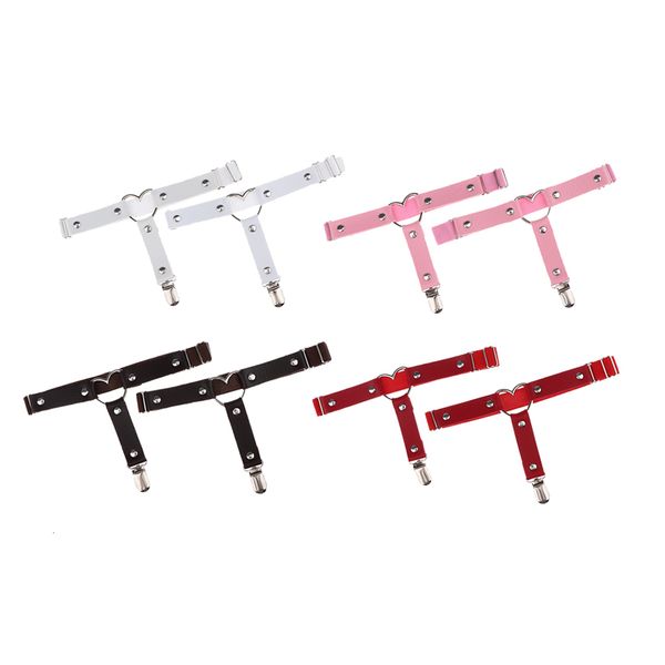 

2x leather rivet leg garter belt harness strap cosplay party suspender anti-slip, Black;white