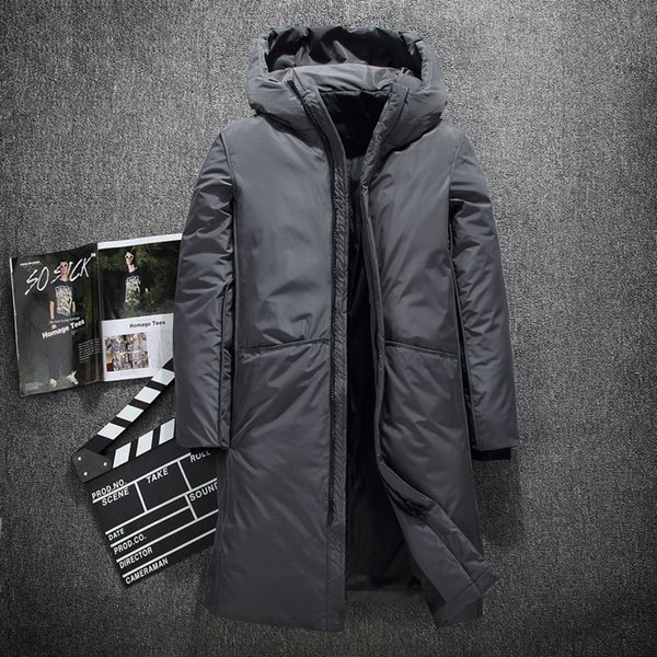 

warm thick winter jacket men brand clothing x-long male white duck down coat m-3xl, Black