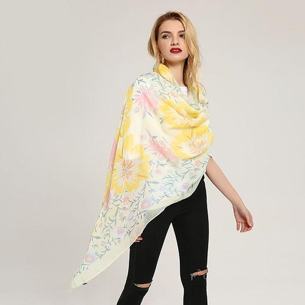 

luxury thin shawls wraps silk satin scarf elegant shawl gift women ladies floral print pattern lace long scarf warm wrap shawl, Blue;gray