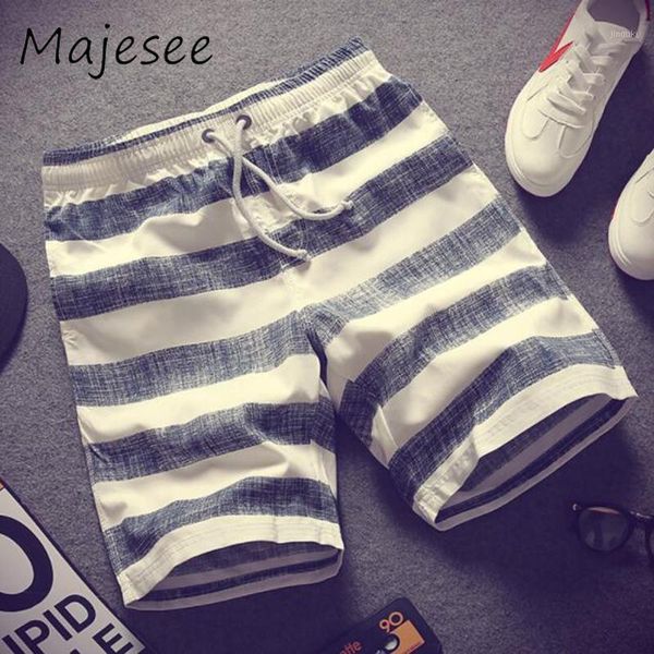 

summer men casual shorts mens striped short loose new breathable drawstring elastic waist thin male fashion korean style trendy1, White;black
