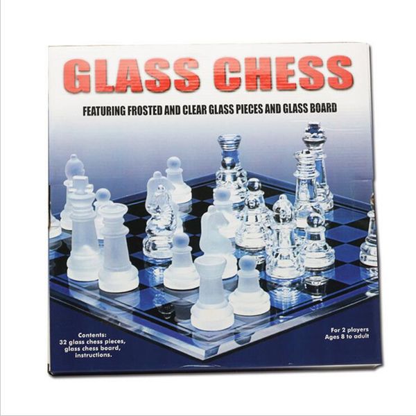 

board game chess game set solid glass chess pieces and crystal mirror chess board 10 x 10 inch for youth adults gift