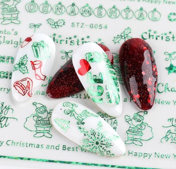 

советы ногтя sparkly slider новый рождественский самоусадьте зеленый клей рождественские фольги год обертывает наклейки наклейки 3d новый по, Black