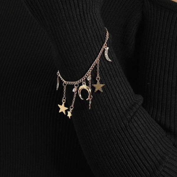 

charm bracelets xingge unique design bling moon star bracelet for women french rhinestone pendant jewelry accessories, Golden;silver