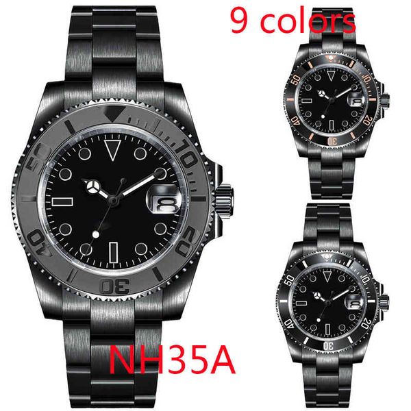 

luxury sapphire crystal gold pvd men watch nh35 miyota automatic mechanical watches ceramic bezel 10bar swim date male clock, Slivery;brown