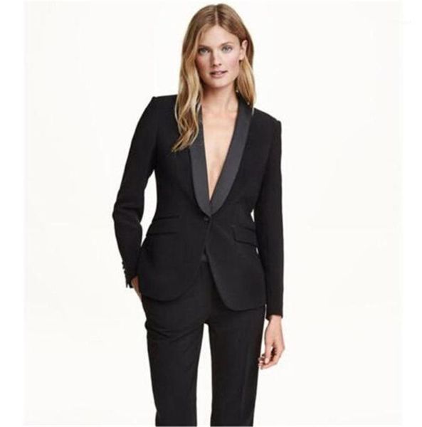 

black shawl lapel 2 pcs women pant suits jacket+pants women business womens pantsuit office female trouser suit custom made1, White