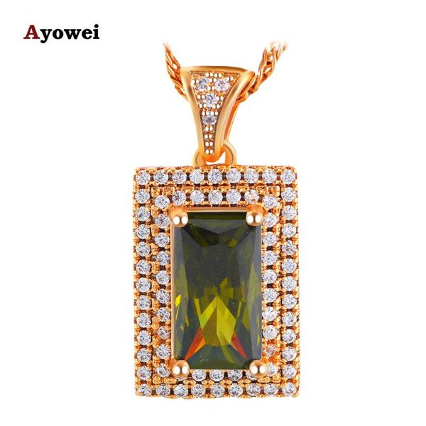

pendant necklaces ayowei amazing grogeous green zircon yellow gold color fashion jewelry pendant& necklace for women lns647a, Silver