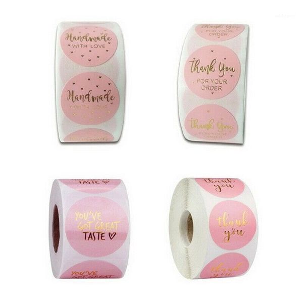 

1 roll handmade with love kraft paper stickers round adhesive labels baking 2.5 cm wedding decoration party decor stickers #yj1