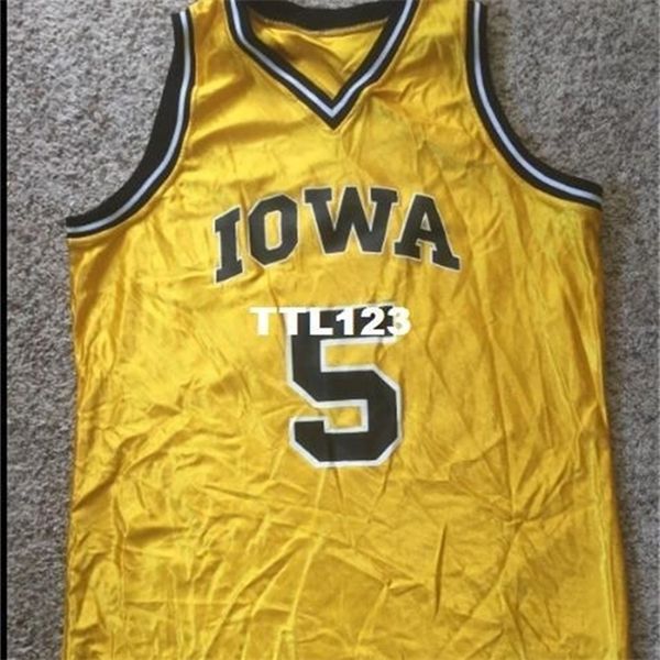 

ag #5 vintagevtg 90's iowa hawkeyes #5 delong real full embroidery college jersey size s-4xl or custom any name or number jersey, Black