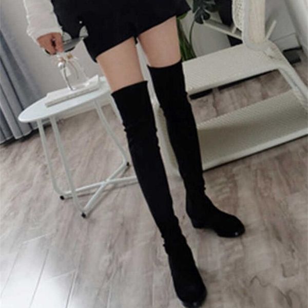 

autumn winter new knee women's slim high length long flat warm riding boots fd10 y200114, Black