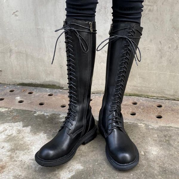 

boots ribetrini brand quality shoelaces leisure fashion chic winter women genuine leather cow skin riding boot female, Black