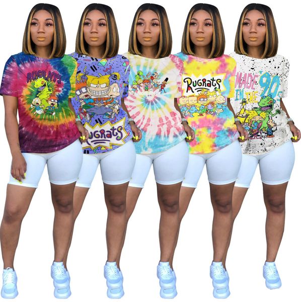 

women t-shirt designer print tie dye loose large edition casual casual short sleeve t-shirt p8552, White