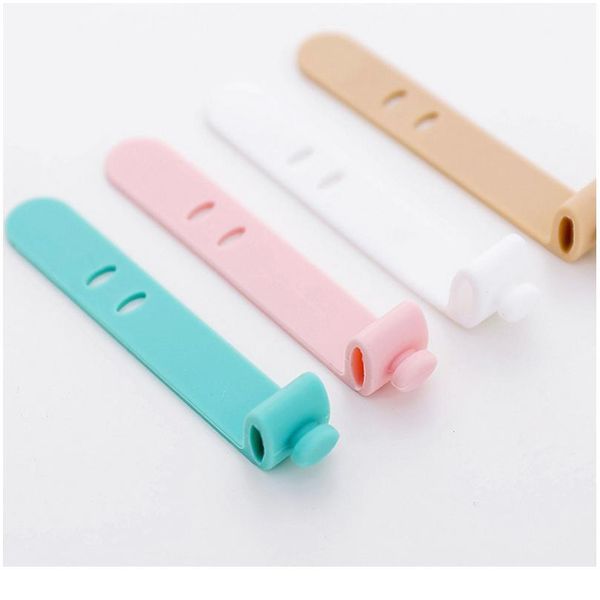 

4 pcs/lot multipurpose deskphone cable winder earphone clip charger organizer management wire cord fixer sil jllqct