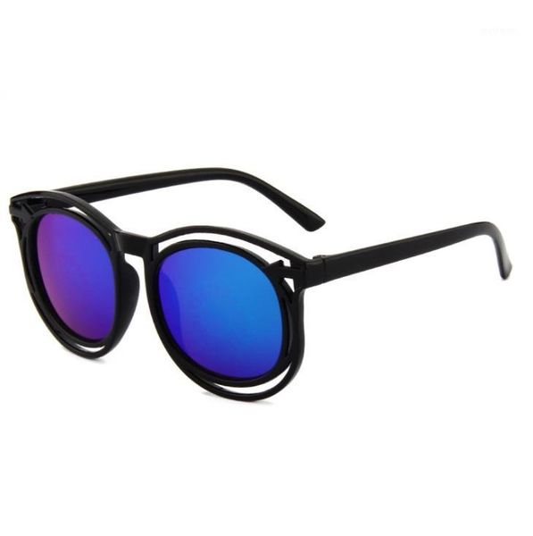 

sunglasses kids 2021 product designer round frame children boy fashion color hollow uv400 protection eyewear1, White;black