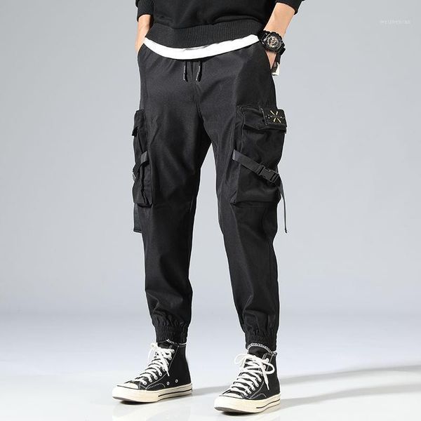 

black cargo pants mens hip hop 2021 pants autumn harem pant streetwear harajuku jogger sweatpant cotton male trousers howdfeo1