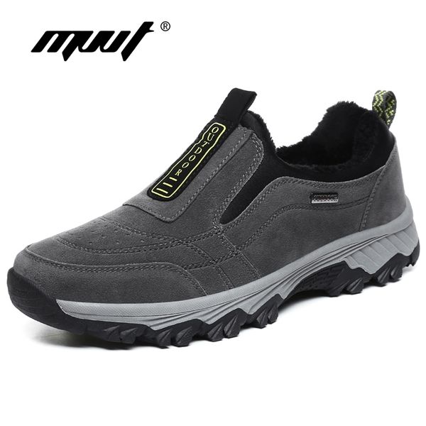 

mvvt winter suede leather fur warm casual outdoor loafers non-slip snow shoes men footwear y200104, Black