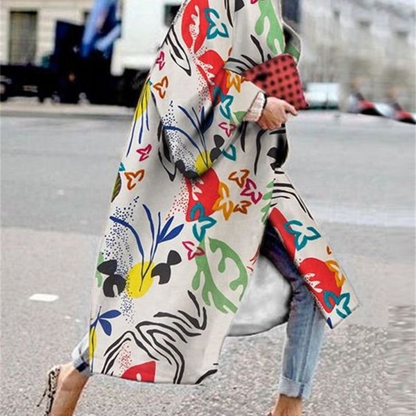 

2020 chic female ethnic style jacket autumn loose long plus size vintage turndown collar trench coat rt0a, Tan;black