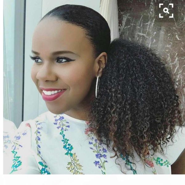 

afro puff kinky curly ponytail with 2 clips drawstring ponytails updo hairpieces kinky curly afro bun for black women 120g