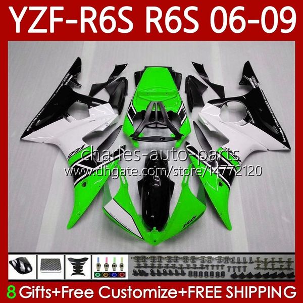 Corpo da motocicleta para Yamaha YZF-R6S YZF600 YZF R6 S 600 CC 06-09 Bodywork 96NO.92 YZF R6S 600CC YZFR6S 06 07 08 09 YZF-600 Green Black 2006 2007 2009 2009 OEM Fairings Kit