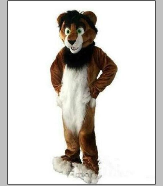 

2019 brown husky fox dog mascot costume long fur fursuit christmas gift, Red;yellow