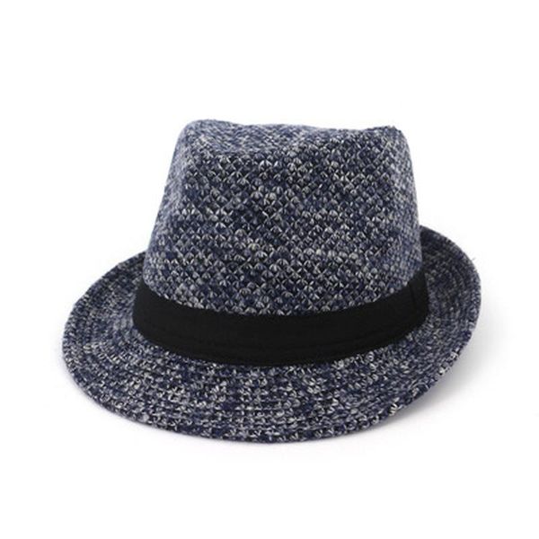 

wide brim hats fedora women men autumn winter warm solid panama jazz caps ribbon band wedding formal black classic hat, Blue;gray