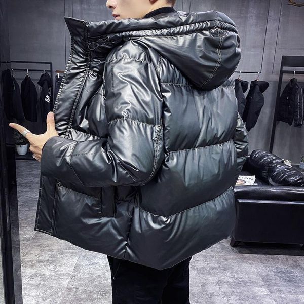 

2020 мужская зима толстая белая утка вниз блестящая короткая повседневная пару куртка, Black