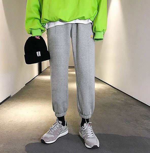 

mens sweatpants joggers european and american pants classic embroidered mens and womes street hip-hop sports leggings, Black