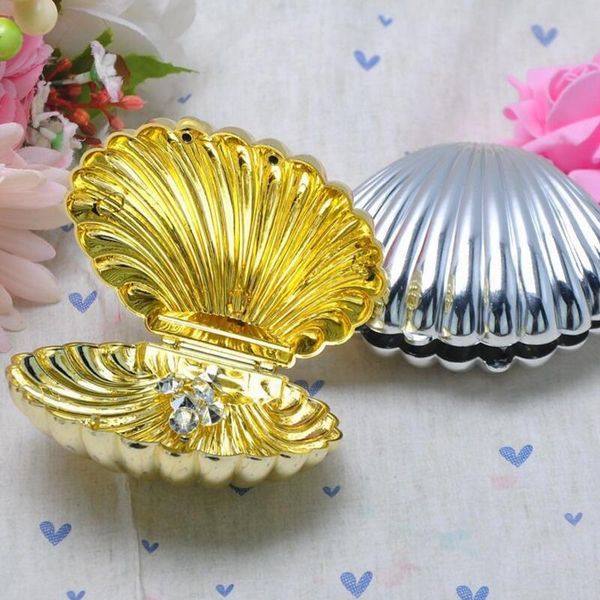 

gift wrap 10pcs/lot shell shape wedding candy box gold/silverchristmas birthday party boxes casamento favors without bow tie
