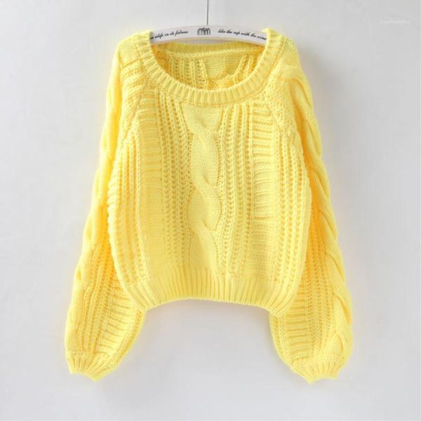 

roupas femininas women pull sweaters 2020 new yellow sweater jumpers candy color harajuku chic short sweater twisted pull1, White;black