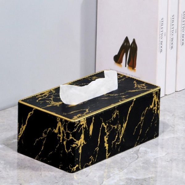 

Leather Marble Tissue Box Desktop Paper Towel Holder Napkin Storage Container P9YB