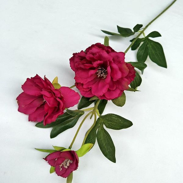 

1pc silk flower 3 heads artificial single branch bouquet for home wedding decorative simulation flowers1