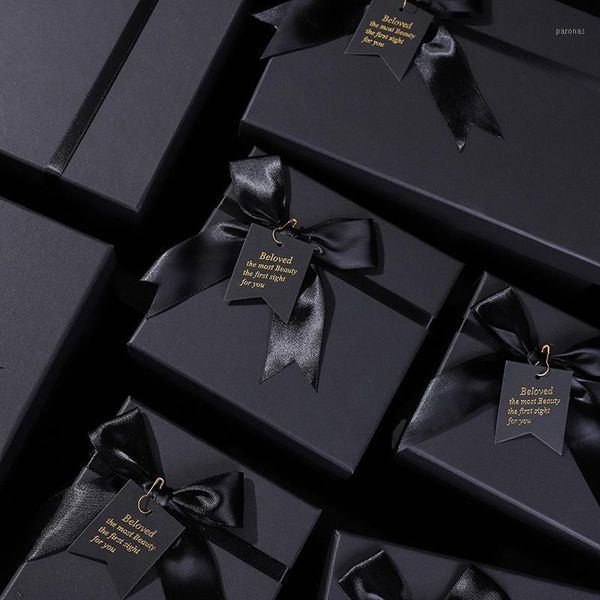 

gift wrap 5pcs black boxes lipstick perfume diy packaging box wedding birthday party favor decoration paper with bow1