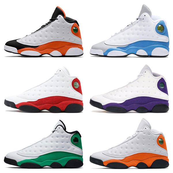 

новое высокое качество jumpman 13 13s баскетбольные обувь мужчины женщины италия голубое чикаго суд пурпурные морские звезды воздушные кросс, White;red