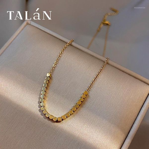 

talan gold titanium steel necklace rectangular arrangement of small particle pendant fashion web celebrity women's jewelry1, Golden;silver